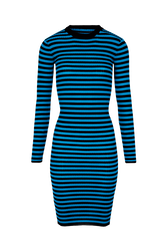Women Rib Sock Knit Striped Maxi Dress Striped black/pruss.blue front view