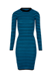 Robe longue chaussette rayée femme Raye noir/bleu de prusse vue de face