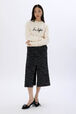 Long-sleeved sweatshirt Cream front worn view