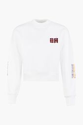 Sweatshirt crop SR Blanc vue de face
