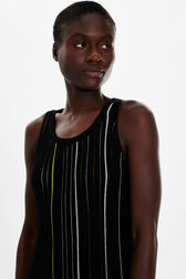 Women Pleated Tank Top Black details view 2