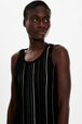 Pleated Tank Top Black details view 2
