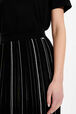 Women Multicolor Striped Long Pleated Skirt Black details view 2