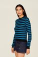 Women Brushed Poor Boy Striped Sweater Striped black/pruss.blue details view 1