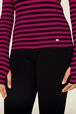 Women Multicoloured Striped Rib Sock Knit Sweater Black/fuchsia details view 2