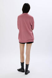 Cardigan in merino and silk Pink back worn view