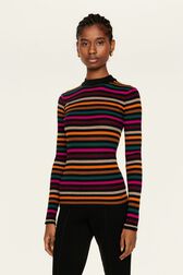 Pull chaussette à rayure multicolores femme Multi raye icon fuchsia vue de détail 1