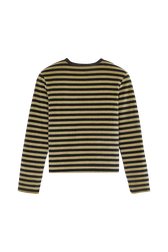 Women Velvet Cardigan Striped black/khaki back view