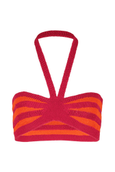 Bandeau rayures ajourées femme Raye fuchsia/corail vue de face