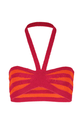 Bandeau rayures ajourées femme Raye fuchsia/corail vue de face