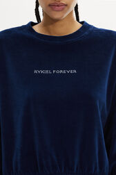 Long-Sleeved Velvet Sweater Blue duck details view 2