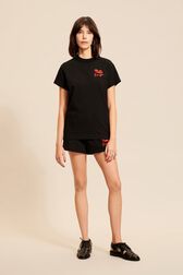 Women Mouth Print T-shirt Black details view 2