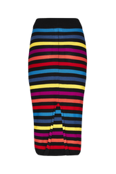 Women Poor Boy Striped Wool Maxi Skirt Multico striped back view