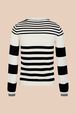 Pull boutonné épaule rayé femme Raye noir/blanc vue de dos