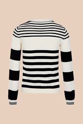 Pull boutonné épaule rayé femme Raye noir/blanc vue de dos