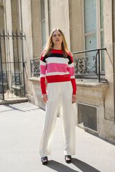 Striped Long Sleeve Sweater Red details view 1
