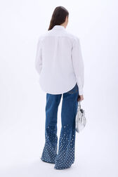 Shirt in cotton with long sleeves White back worn view