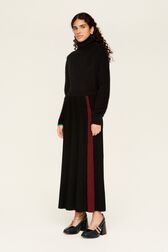 Jupe godet longue laine bicolore femme Noir vue de détail 3
