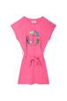 Robe manches courtes fille interlock Fuchsia vue de face
