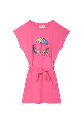 Interlock Girl Short Sleeves Dress Fuchsia front view