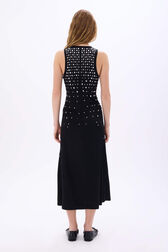 Asymmetrical tank dress in jersey with studs Black back worn view