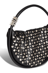 Domino Medium Leather with studs bag Black details view 1