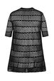 Robe courte dentelle ajourée rayée femme Noir vue de dos