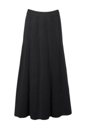 Women Two-Tone Godet Skirt Black back view