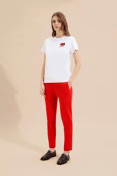 Women Sonia Rykiel logo Jogging Pants Red front worn view