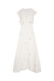 Maxi satin dress with mouth motif print Ecru lips back view