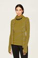 Women Poor Boy Striped Wool Scarf Striped black/mustard front worn view