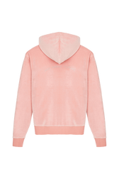 Pull à capuche velours femme Rose vue de dos