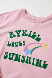 Long-Sleeved Oversized Printed Girl T-shirt Pink details view 2