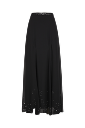 Long chiffon skirt Black front view