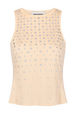 Tank top in jersey with studs Vanilla front view