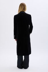 Long velvet coat Black back worn view
