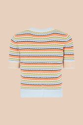Pull manches courtes rayé multicolore pastel femme Multico vue de dos