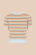 Women Pastel Multicolor Striped Short Sleeve Sweater Multico back view