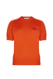Short-sleeved sweater in merino wool and silk Lipstick front view