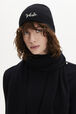 Cashmere Knit Beanie Hat Black front worn view