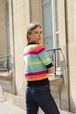 Pull en maille rayé multicolore à manches courtes Multico vue de détail 4