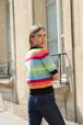 Multicolored Striped Sweater with Short Sleeves Multico details view 4