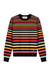 Striped long-sleeved round-neck sweater Multico striped front view