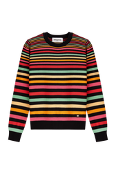 Striped long-sleeved crew-neck sweater Multico striped front view
