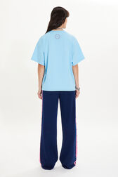 Short-sleeved crew-neck t-shirt in cotton jersey Sky back worn view