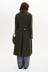 Manteau cintré double boutonnage en laine double face Kaki vue portée de dos