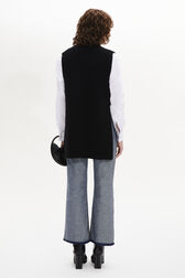 Sleeveless Turtleneck Jumper With Side Slits Black back worn view