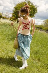 "Rykiel Forever" Print Girl T-shirt Pink back worn view