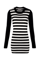 Robe midi rayée Jane Birkin femme Raye noir/blanc vue de face