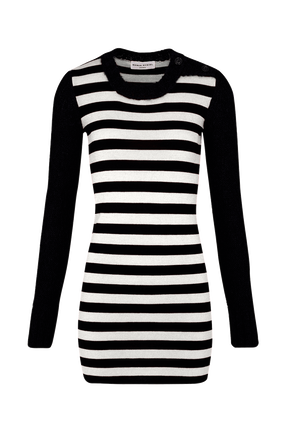 Women Jane Birkin Striped Midi Dress Black/white front view